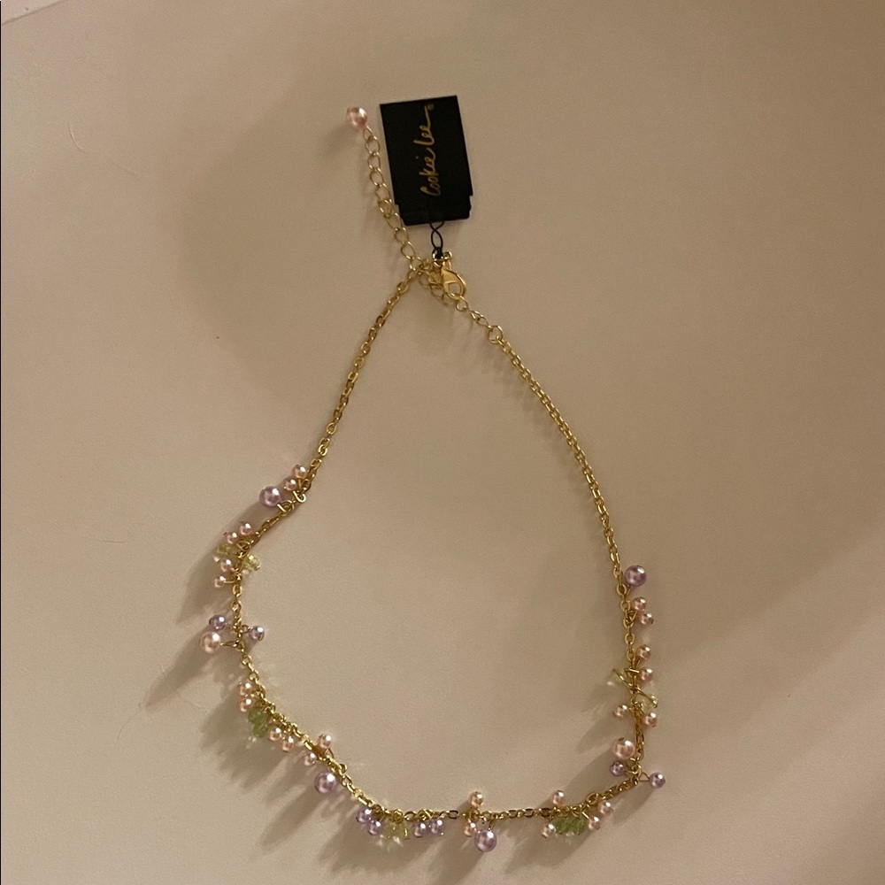 Cookie Lee choker necklace. Gold tone metal.